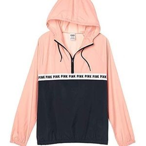 🆕PINK Anorak Windbreaker Quarter Zip Jacket